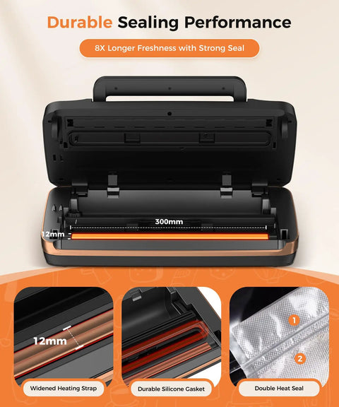 Heavy Duty Commercial Vacuum Sealer Machine Featuring Rock Solid Double Seal And 95 Kpa Suction Power For Quick Food Storage And Built Tough Leak Proof Kitchen Game Changer