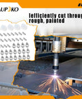 Plasma Cutter Torch Consumables Kit 45-Piece With 1.5mm Tips Nozzles Electrodes Shield Cups For BTC800DP P-80 Compatible 20-100A 40mm Max Cut Heavy-Duty Pro Grade showing sparks and cutting metal