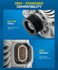 Close-up of New 90 Amp Alternator For 2011 2012 2013 2014 Mazda 2 Mitsubishi Unit Replacement 12V CW Rotation 6 Groove Pulley