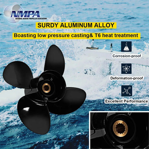 Upgraded Heavy Duty Aluminum Boat Propeller 14 1/4 X 19 Pitch Four Blade Right Hand Rotation For Yamaha Outboards 150 300 HP