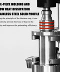 Pro Level Hand Pump Espresso Maker With Rock Solid Build And Kicker 16 Bar Pressure Portable Stainless Steel Coffee Press close-up of stainless steel components.