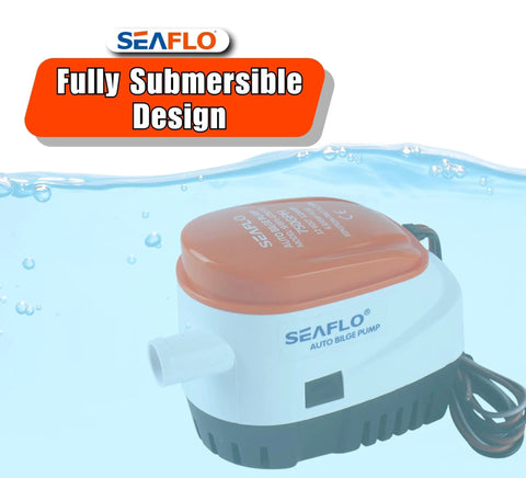 06 Series Automatic Submersible Bilge Pump 750 GPH 12V Three Quarter Inch Outlet Easy Install With Auto Float Switch