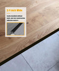 Rugged Aluminum T Molding Floor Transition Strip 36 Inch By Three Quarter Inch Matte Black Doorway Edge Trim shown on wood floor