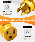 Heavy Duty Nema 14 50P To 6 50R Welder Adapter Cord 50 Amp plugs showing generator to welder connection for reliable use.