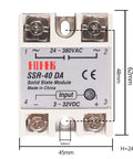 Close-up of a single solid state relay, SSR-40 DA, 3-32V DC input, 24-380V AC output from set of 3 40A solid state relay module