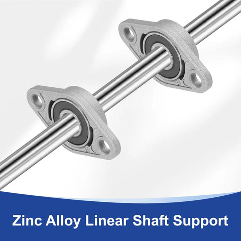 Heavy Duty Pillow Block Bearing Industrial Grade 21/32 Inch Bore 17mm Zinc Alloy Steel Flange Mount Self Aligning Insert Bearing Housing Pack Of 2 KFL003 For Conveyors Machinery And Power Transmission, showing zinc alloy linear shaft support on mounting rod