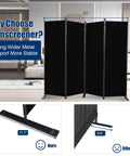 6 Ft Portable Room Divider 4 Panel Folding Privacy Screen, 88 Inch Wide Fabric Partition with Stable Steel Frame in living room