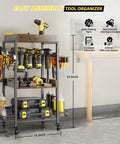 Power Tool Organizer Rolling Cart For Garage Storage And Workshop Organization Tool Rack And Drill Holder Shelving On Wheels