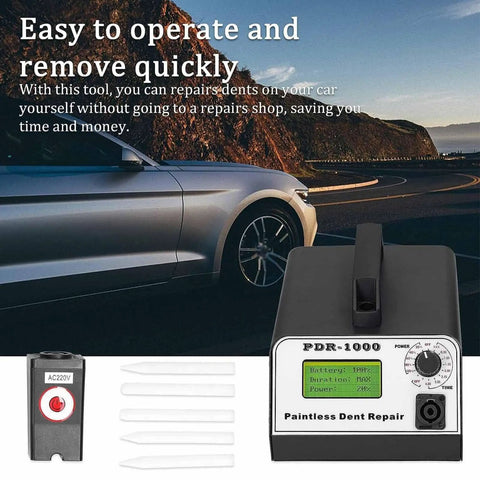 Powerful 1000W Paintless Dent Repair Tool With Magnetic Induction Fast Car Dent Removal 110V displayed with accessories
