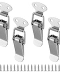 4 Pack Small Spring Loaded Toggle Latch With 20 Screws Stainless Steel Silver Finish for Cabinets Boxes and Toolboxes