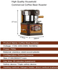 Smart Coffee Roaster With 150 Gram Capacity, Three Mode Bean Roasting Machine featuring stainless steel, wood and plastic materials.