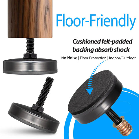 Sturdy True Metric M8 Heavy Duty Leveling Feet With A 2 Inch Wide Base, Adjustable Furniture Levelers To Stop Wobble, Nylon Base