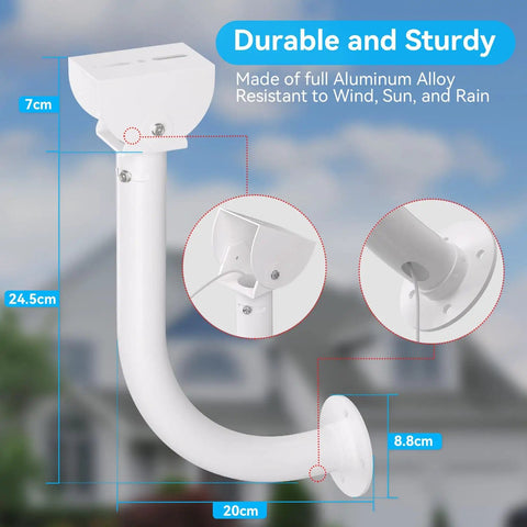 Solar Panel Wall Mount Bracket With 30cm L Shape Arm Fully Adjustable Tilt Head For Maximum Sun Easy Mount For Ring Arlo Eufy Wyze
