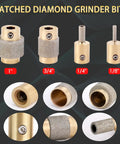 Four grinding bits for Portable Stained Glass Grinder Kit For Glass And Ceramic Crafting 110V Mini Grinding Machine in sizes 1, 3/4, 1/4, 1/8