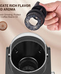 Ayhiro Stainless Steel Flat Burr Coffee Grinder With 14 Precision Settings For Espresso French Press And Drip Coffee Makes 2-12 Cups Electric Bean Mill Kitchen Essential, highlighting the burr mechanism.