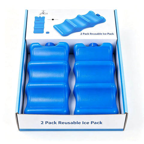 No Sweat Breast Milk Ice Packs Bpa Free Reusable Cooling Inserts For Nursing Bottles Pack Of Two Leak Proof Freezer in blue packaging.
