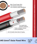Cutaway view of 10 AWG Solar Extension Cable 30 Ft for Roof PV Systems showing wire construction and insulation thickness.