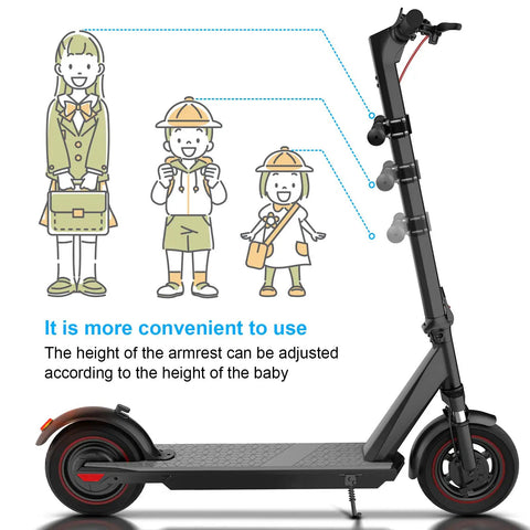 Illustration of Kiddo Height Adjustable Electric Scooter Handlebar Grip Bar on Xiaomi M365, showing adjustable height for children.