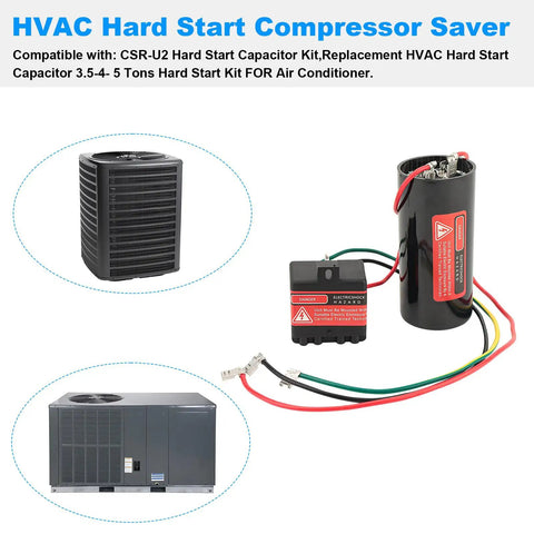 Hard Start Kit For Air Conditioner Compressor Saver Replacement HVAC Hard Start Capacitor For 1/2 To 5 Ton Systems No Fuss Install Easy Fit And Rock Solid Performance with AC units and capacitor