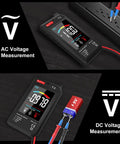 Ultra Thin Rechargeable Digital Multimeter With 3.2 Inch Color LCD Auto Ranging 600V AC DC Tester, displaying voltage readings