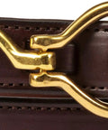 100 Percent Full Leather Belt With Dope Hoof Pick Style Buckle, Handcrafted By Amish In Lancaster County PA, close-up view