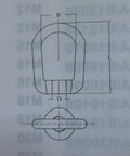 Technical drawing of Heavy Duty Marine Grade Stainless Steel 316 Type 804 US Shape Lifting Eye Nut 1 Quarter Inch UNC