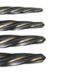 Close-up of Pro Grade High Speed Steel Spiral Flute Car Reamer Set With Gold Oxide, showing four reamers with spiral design