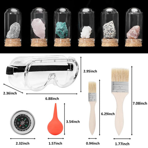 Complete Geology Rock Kit With 28 Oz Rock Hammer And 12 Inch Mason Chisel, includes safety glasses, brushes, compass, rocks.