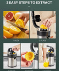 Steps to use Electric Citrus Juicer With Brushed Stainless Steel Finish for fresh juice extraction.