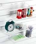 Four Pack Slatwall Shelves 14.5 By 5.9 Inches Dope Durable Plastic Floating Wall Mount Shelves for retail displays