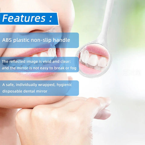 Disposable Dental Mouth Mirrors With Anti Fog Coating For Clear Oral Inspections, Individually Wrapped Plastic Dental Tools With Comfort Grip, Great For Dentist Clinic, Kids And Adults used for oral exam