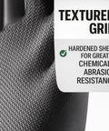 Built To Kick Butt With These Top Shelf Heavy Duty Black Rubber Work Gloves Featuring Rock Solid Chemical Resistance For Grease Monkeys And Pro Mechanics Shops showing textured grip with hardened shell.