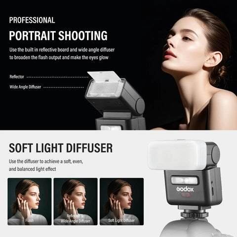 TTL Camera Flash For Sony With X5S Trigger Kit showing soft light diffuser for professional portrait shooting