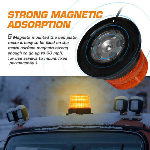 Top Tier Amber LED Strobe Light With Hella Bright Visibility And Rock Solid Magnetic Base For Zero Hassle Plug And Play Install On Work Trucks Or Trailers