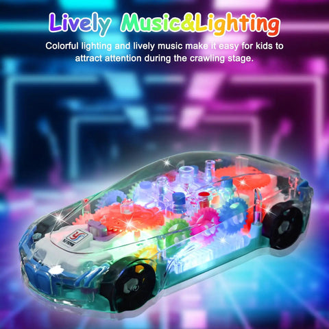 Light Up Transparent Car Toy For Kids That Totally Sparks Sensory Play With Colorful Moving Gears Self Propelled Moving Music