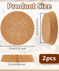 Image of Two Pack Large Cork Stoppers For Bottles And Jars 5 To 6 Inch Tapered Wood Bottle Lids with dimension measurements.