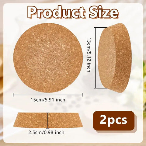 Image of Two Pack Large Cork Stoppers For Bottles And Jars 5 To 6 Inch Tapered Wood Bottle Lids with dimension measurements.