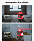 Rotary Laser Level Kit With 984 Ft Range, 360 Degree Self Leveling Red Horizontal Laser Transit For Construction Sites, Tripod, Receiver, Remote, Scale, Case, IP54 Waterproof, 0.12 In Per 100 Ft Precision, Must Have Pro Grade Setup, red laser on tripod in room