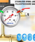 Glycerin Filled Stainless Steel Pressure Gauge 0 To 100 PSI, 1.5 Inch Dial, 1/8 NPT Back Mount, Liquid Filled Gauge For Water Oil And Air