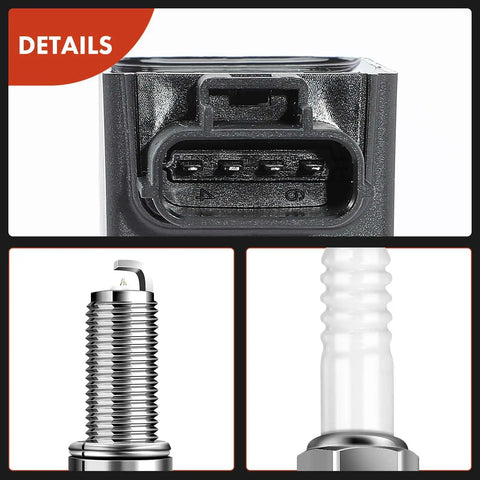 Close-up of Mazda Ignition Coil Pack And Iridium Spark Plugs Set Of 4 For CX 5 CX 3 3 6 MX 5 Miata 2012 2021, Skyactiv 2.0L 2.5L