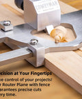 Router Plane Handheld Woodworking Tool With Adjustable Blade And Fence, Pro Grade Stainless Steel Body, Silver Finish