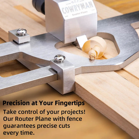 Router Plane Handheld Woodworking Tool With Adjustable Blade And Fence, Pro Grade Stainless Steel Body, Silver Finish