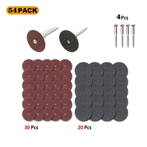 54Piece Mini Circular Grinding Head Set With Resin Cut Off Wheels, Diamond Cutting Inserts, Metal Cutters for Drill Use