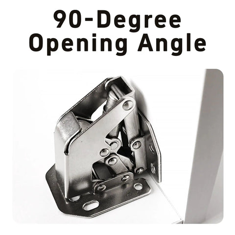 Two Pack No Slam Soft Close Hidden Spring Hinges, 90 Degree Brushed Nickel Frameless Concealed Cabinet Hinges, side view installed.