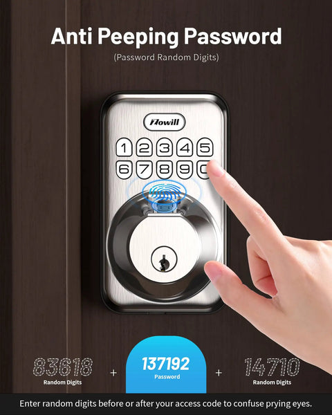 Smart Fingerprint Door Lock With Keyless Entry And 20 Biometric Fingerprints For Quick Access No Key Fumbles Auto Anti Peeping Password And User Codes IP54 Waterproof Easy Install And Fast Unlock For Your Home with anti-peeping password display.