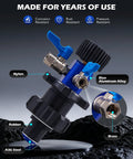 No Drama Coolant Vacuum Refill Kit With Dual Movement Gauge For Quick Radiator Fill and Snappy Engine Maintenance, showing brass and aluminum parts.