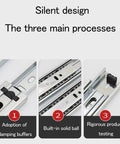 Full Extension Drawer Slides With Quiet Ball Bearing Tracks, Heavy Duty Side Mounted Rails For Dressers And Cabinets