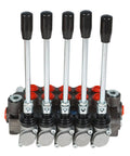 Heavy Duty Five Spool Hydraulic Control Valve Beefed Up 3600 PSI 13 GPM SAE Ports Inlet Outlet For Tractors Loaders And Log Splitters
