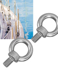 M20 Marine Grade 316 Stainless Steel Eye Bolts, Heavy Duty Lifting Rings With Nuts, Shoulder Eye Bolts For Rigging, 2 Pack