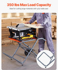 Heavy Duty Portable Table Saw Stand Built Like A Tank With Sweet Rolling Wheels And A Quick Fold Design for 350 lbs max load.